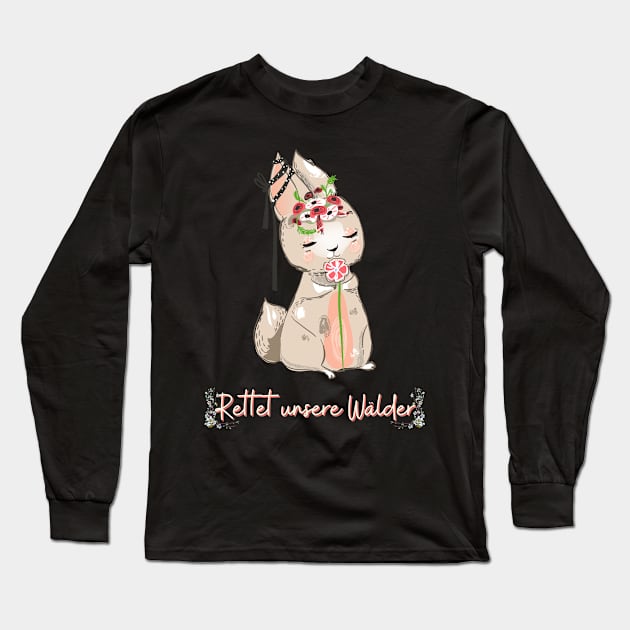 Hase Schleife Wald Retten Prinzessin Blumen Süß Long Sleeve T-Shirt by Maggini Art